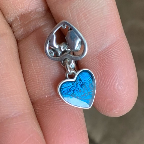 NWOT Disney Lady and the Tramp Heart Dangle Charm Pendant Sterling Silver 925 - Picture 5 of 10